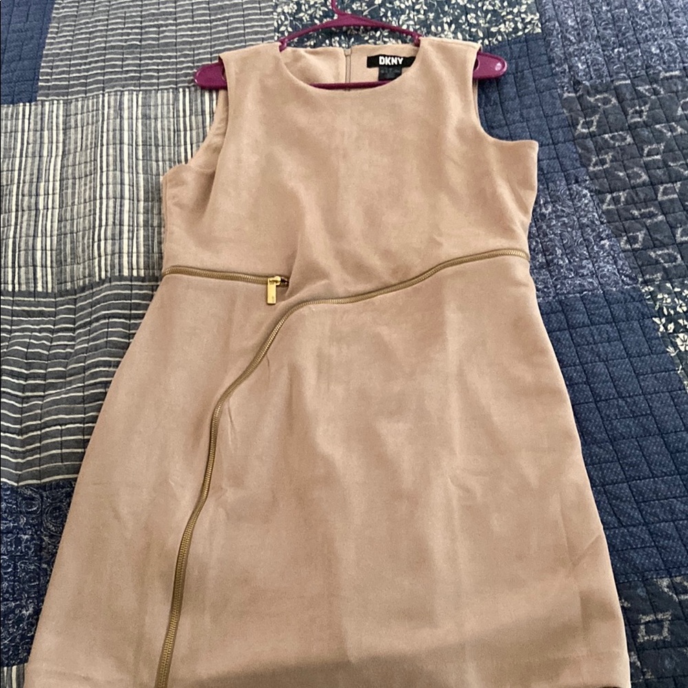DKNY Tan Sleeveless Sheath Dress for Work